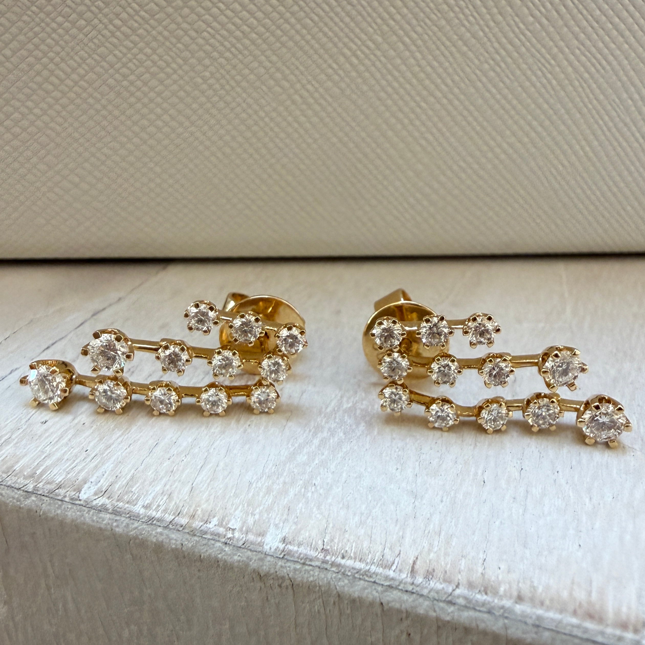Graziela Floating Diamond Fall Earrings in 18k Yellow Gold