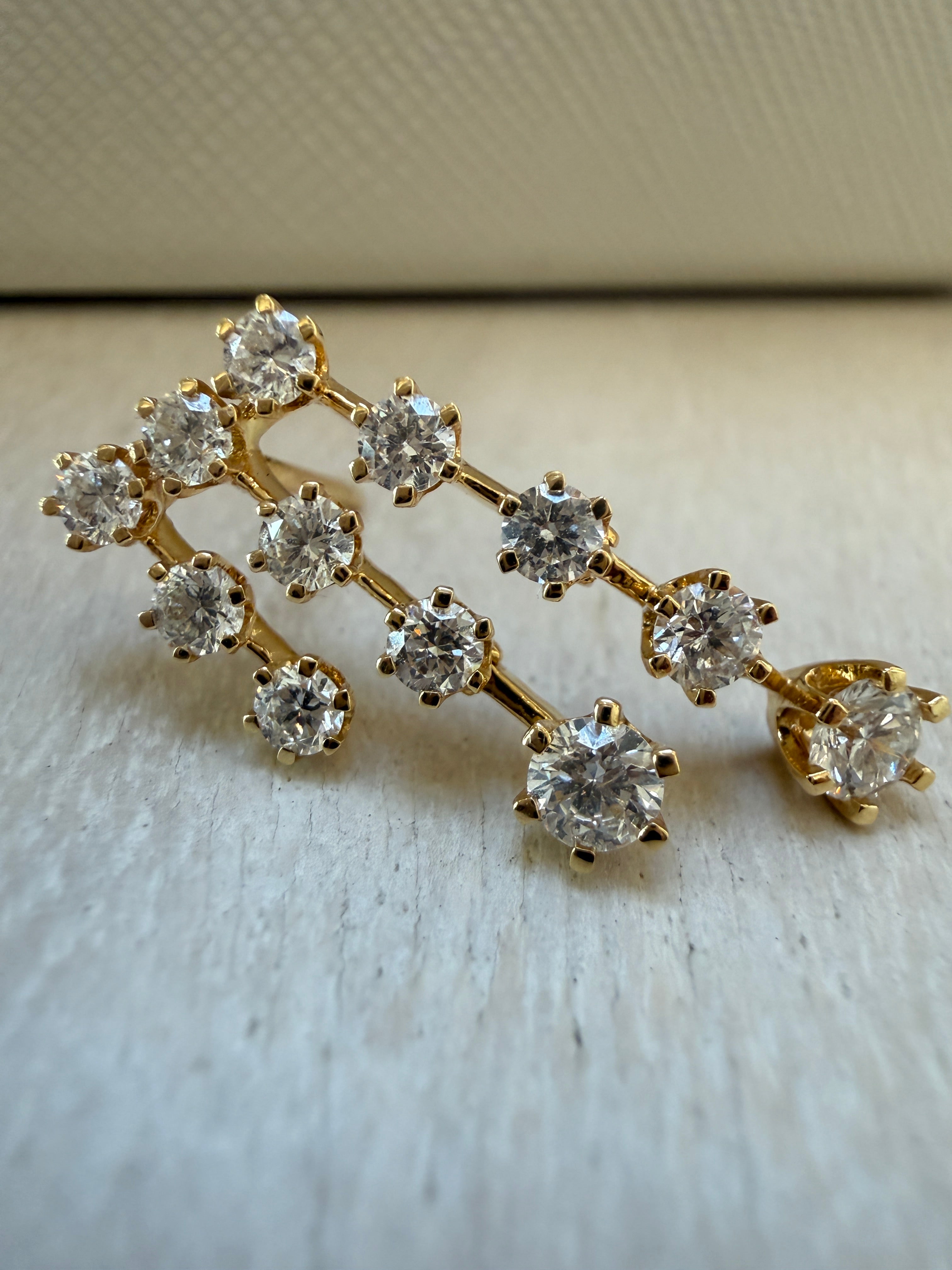 Graziela Floating Diamond Fall Earrings in 18k Yellow Gold