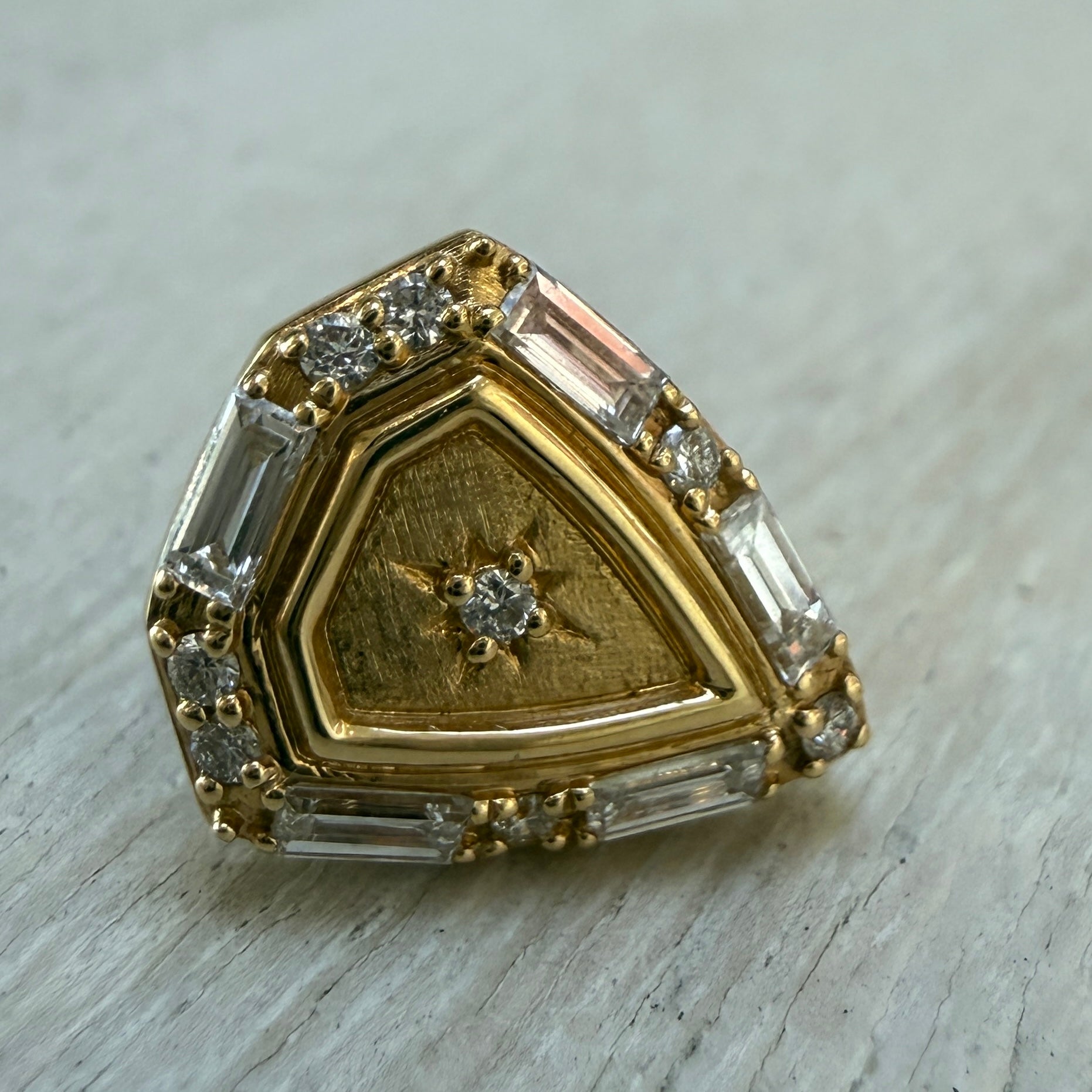 Sorellina Empress Diamond Shield Studs in 18k Yellow Gold