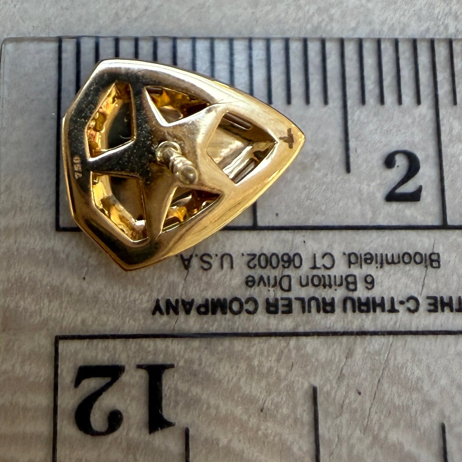 Sorellina Empress Diamond Shield Studs in 18k Yellow Gold
