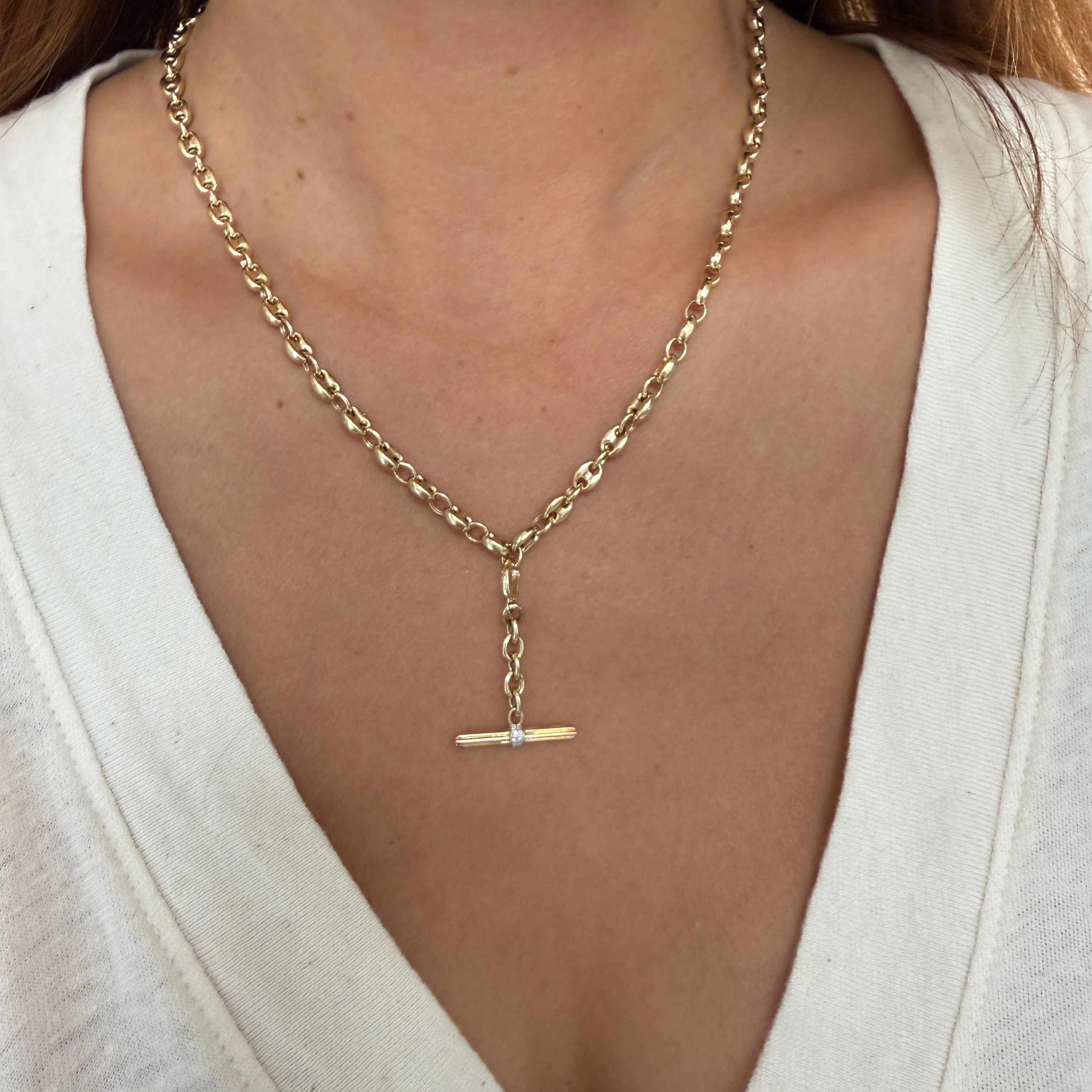 14k Yellow Gold Diamond Toggle Bar Charm