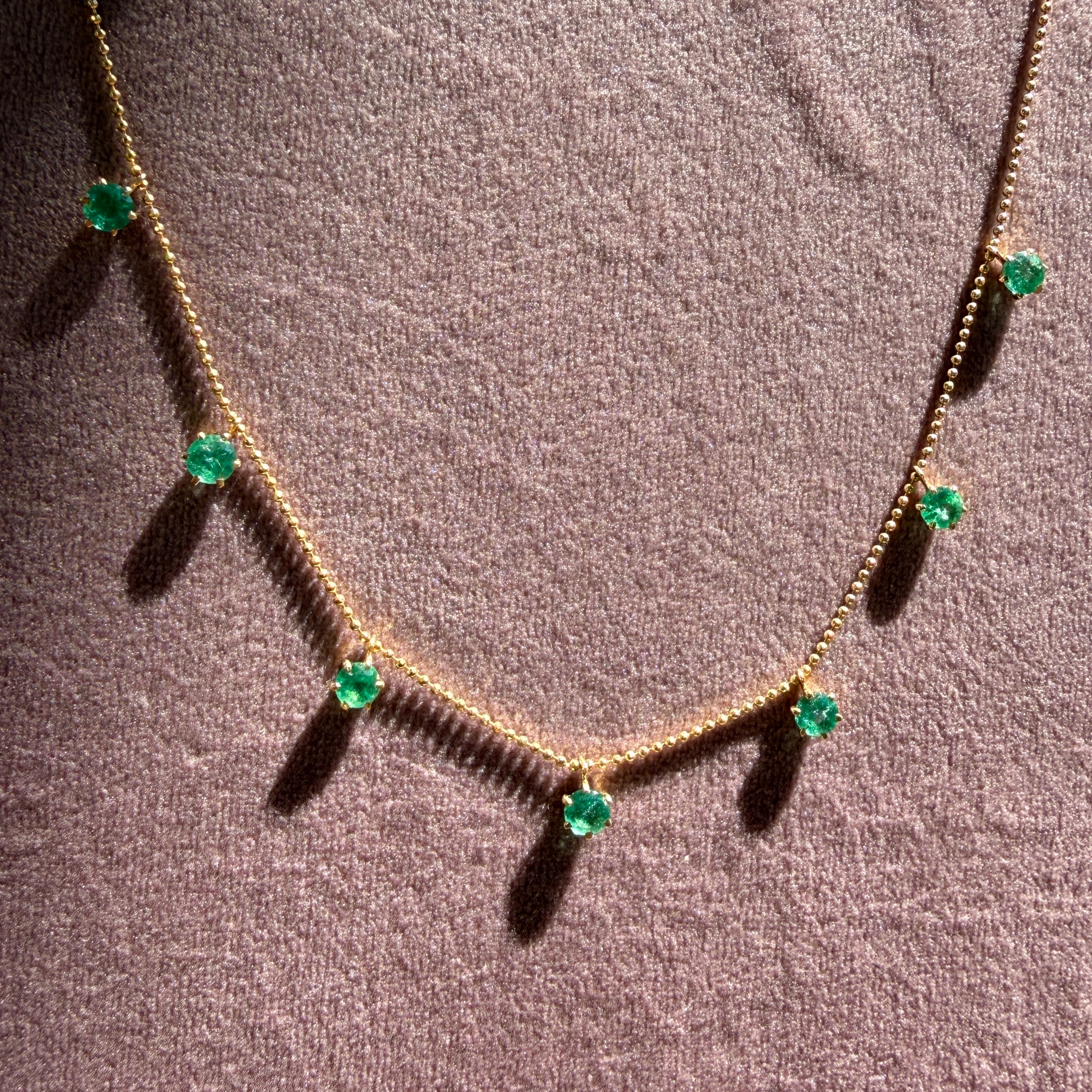 Graziela Gems Floating Emerald Necklace in 18k Yellow Gold