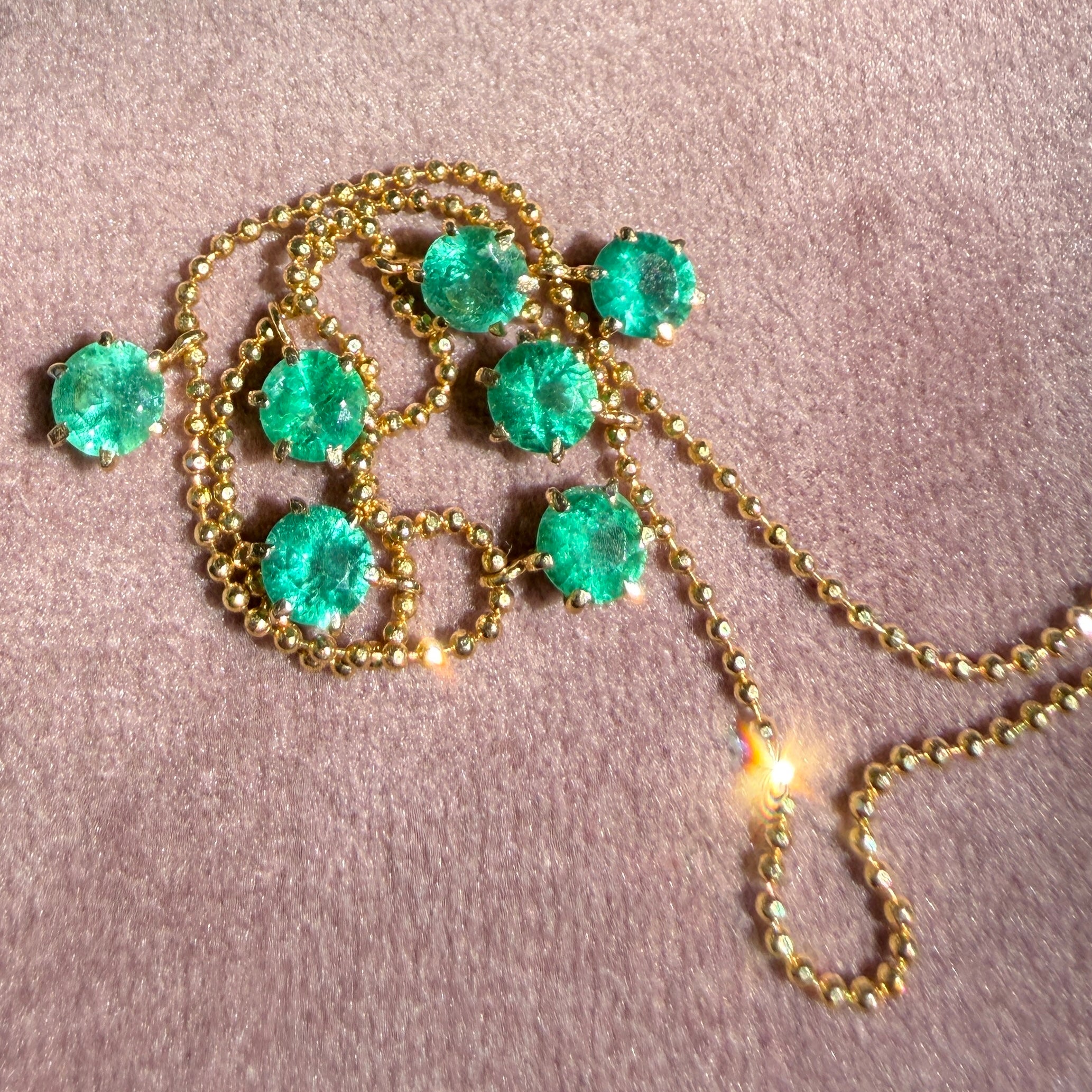 Graziela Gems Floating Emerald Necklace in 18k Yellow Gold