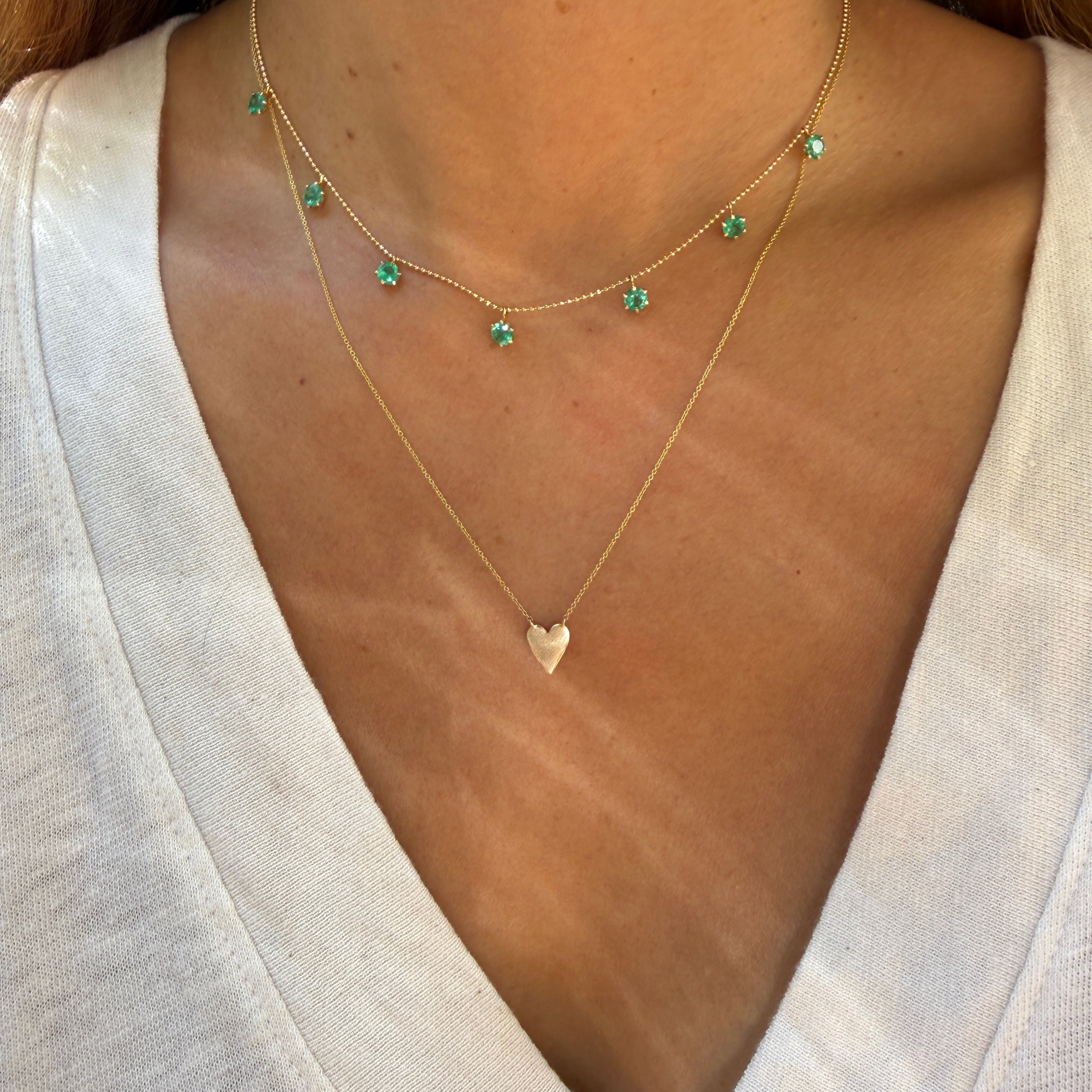 Graziela Gems Floating Emerald Necklace in 18k Yellow Gold