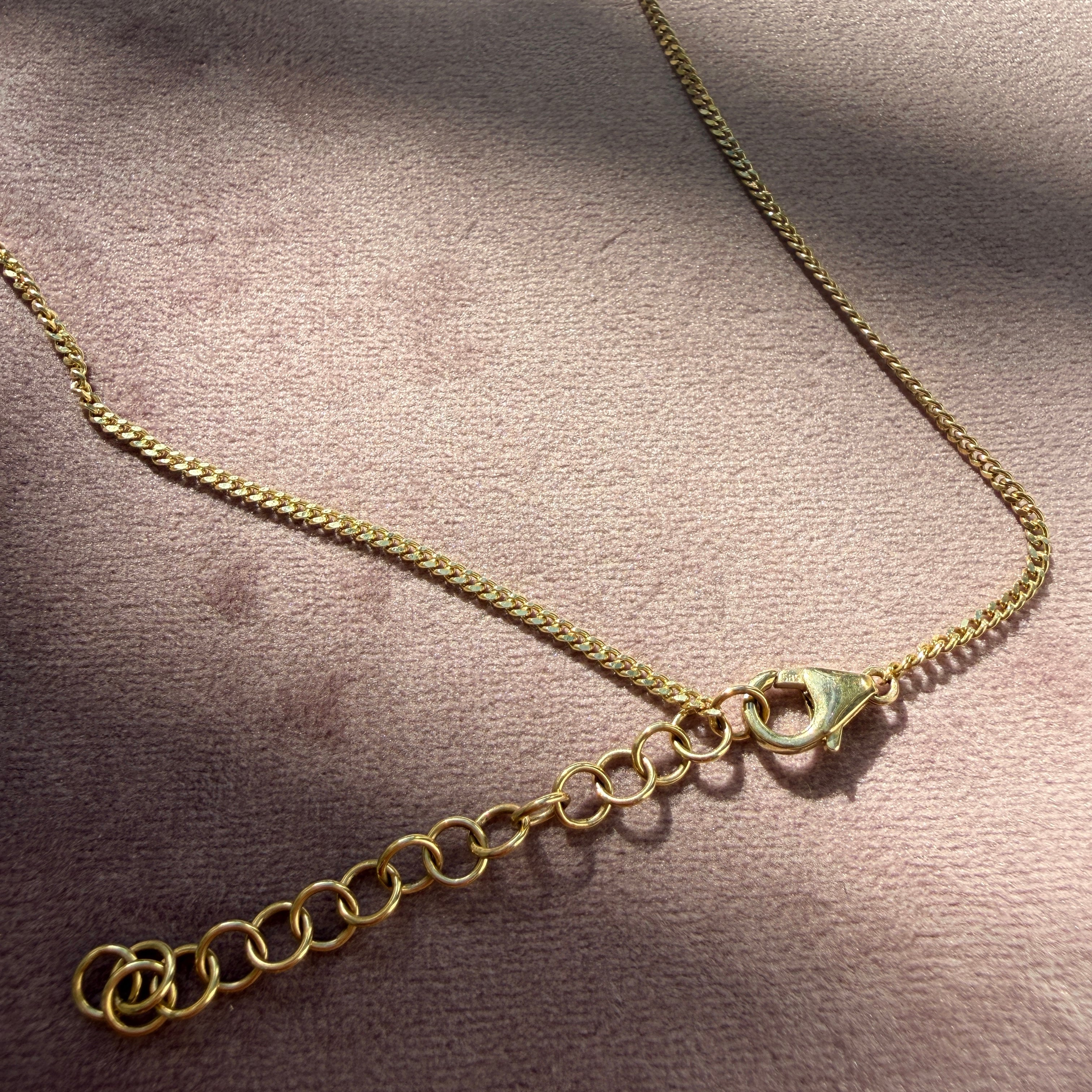 14k Yellow Gold Blue Sapphire & Diamond Pendant Necklace