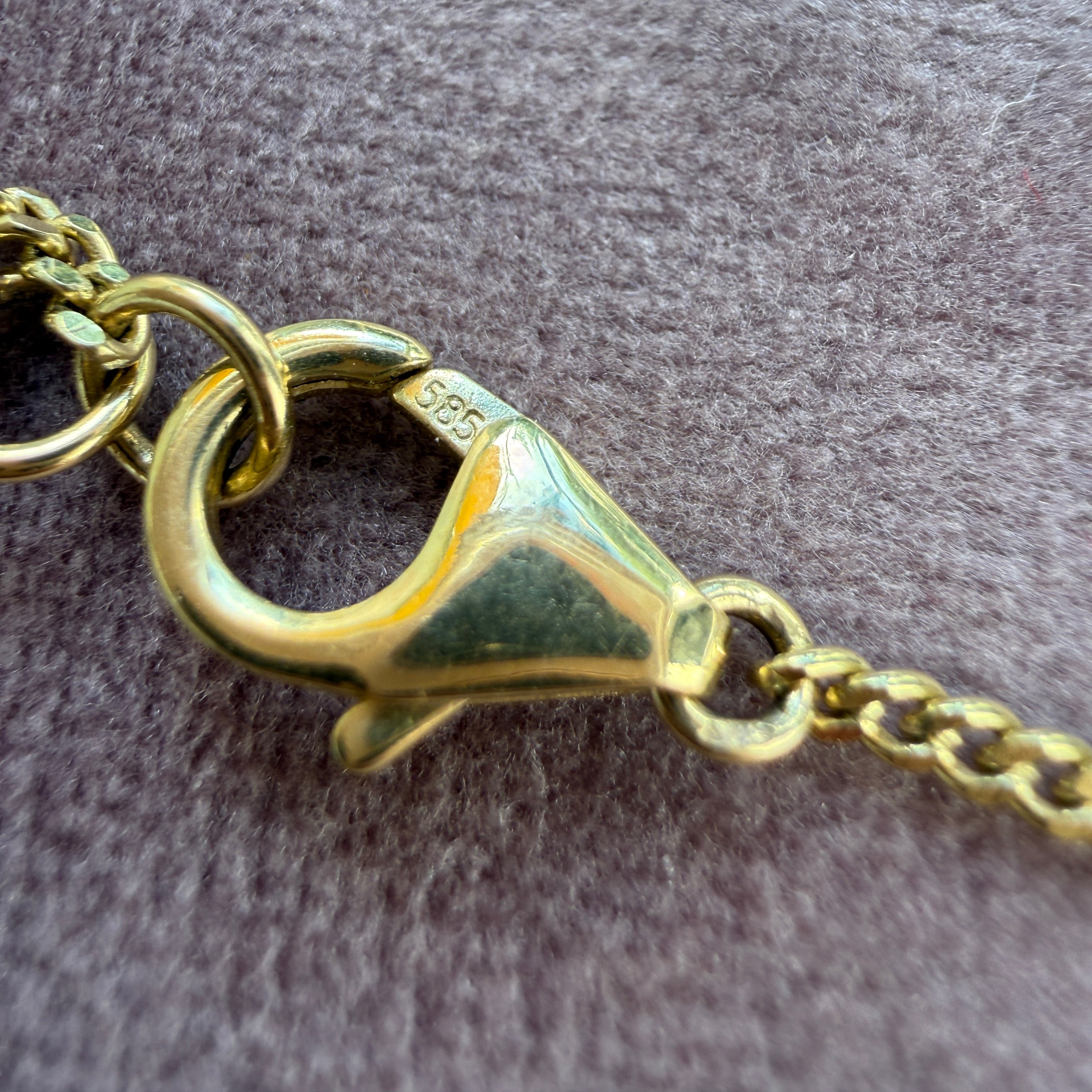 14k Yellow Gold Blue Sapphire & Diamond Pendant Necklace