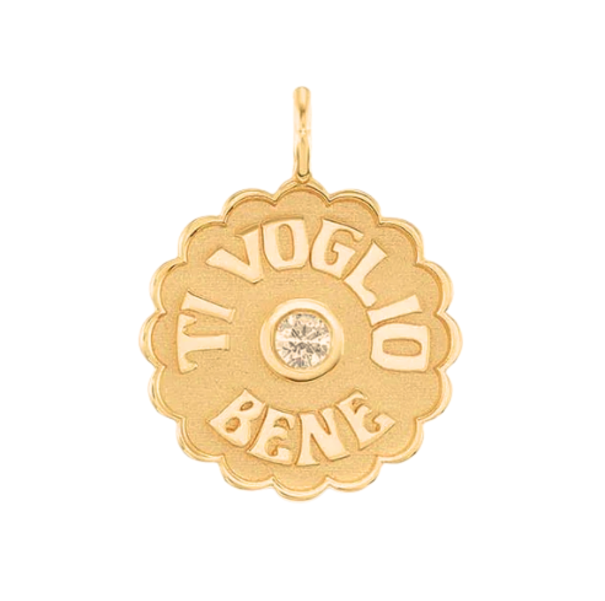 Marlo Laz Mini Raised "Ti Voglio Bene" Diamond Charm in 14k Yellow Gold
