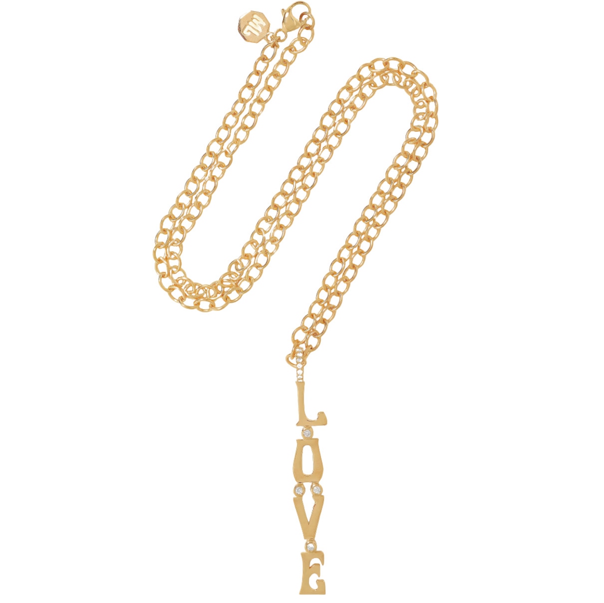 Marlo Laz Diamond "Love" Chain Necklace in 14k Yellow Gold