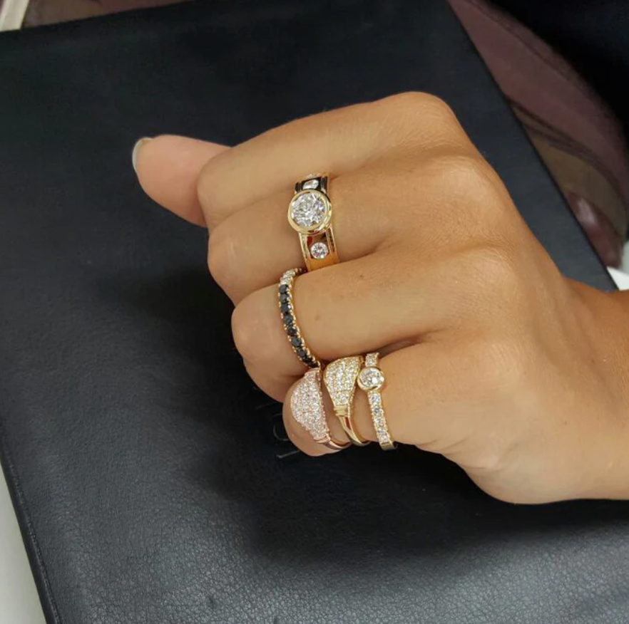 RENVI Maia Pavé Diamond Pinky Ring in 14kYellow Gold