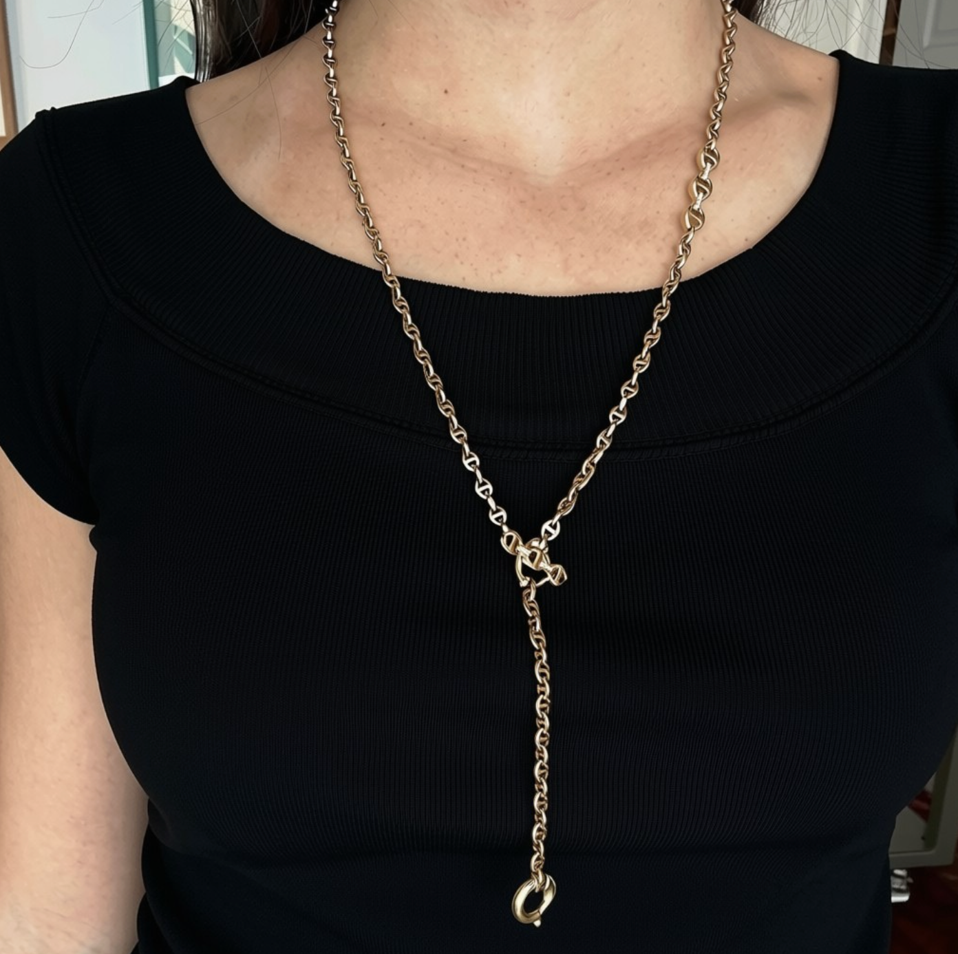 Hoorsenbuhs 18k Yellow Gold Diamond Open-Link Chain Necklace