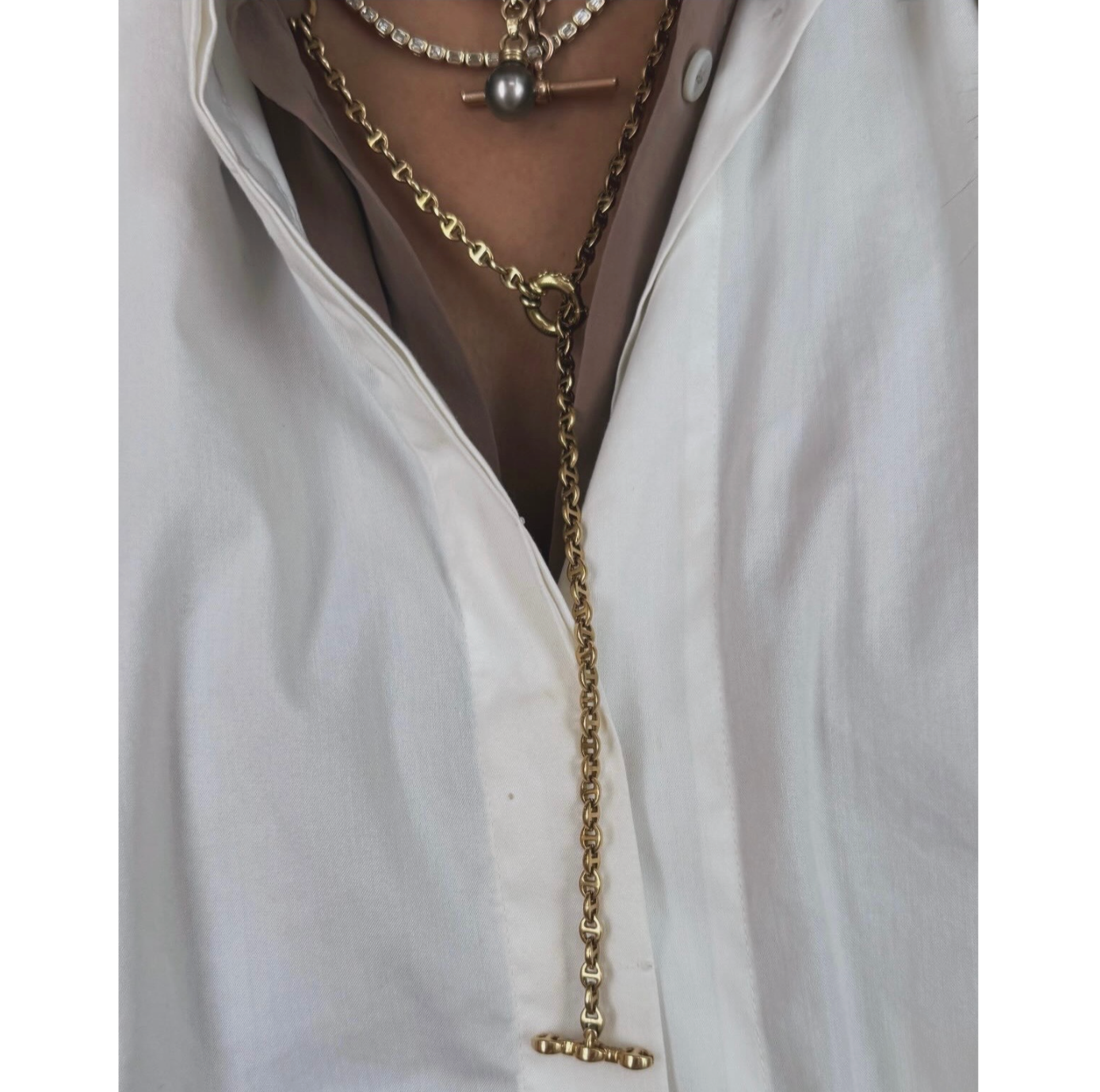 Hoorsenbuhs 18k Yellow Gold Diamond Open-Link Chain Necklace