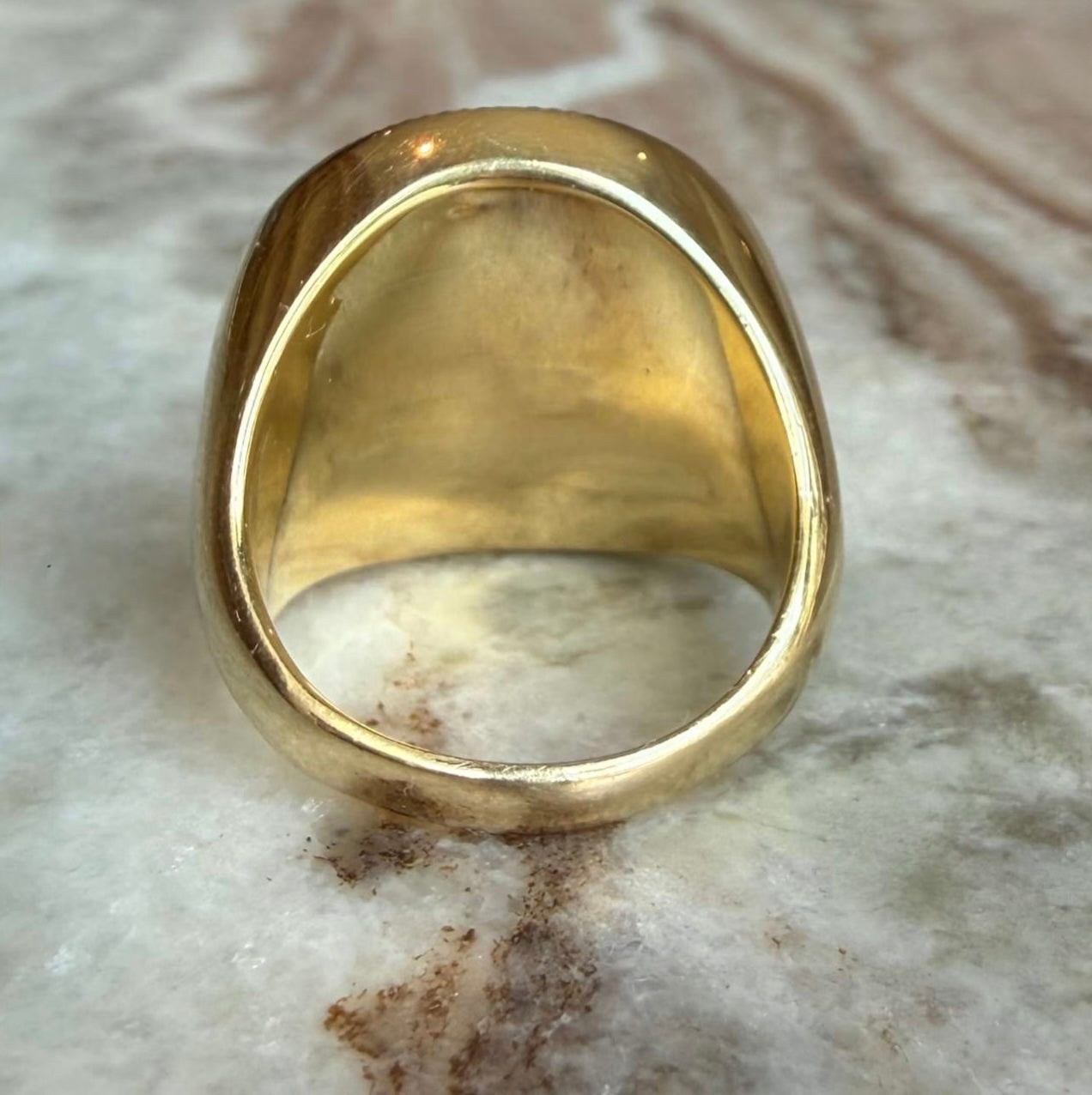 Jacquie Aiche Pavé Hand Painted Red Mushroom on Mother of Pearl Signet Ring