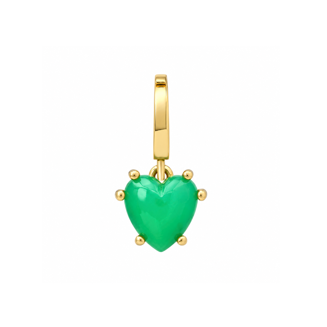 Shylee Rose 14k Yellow Gold Chrysoprase Mini Heart Charm