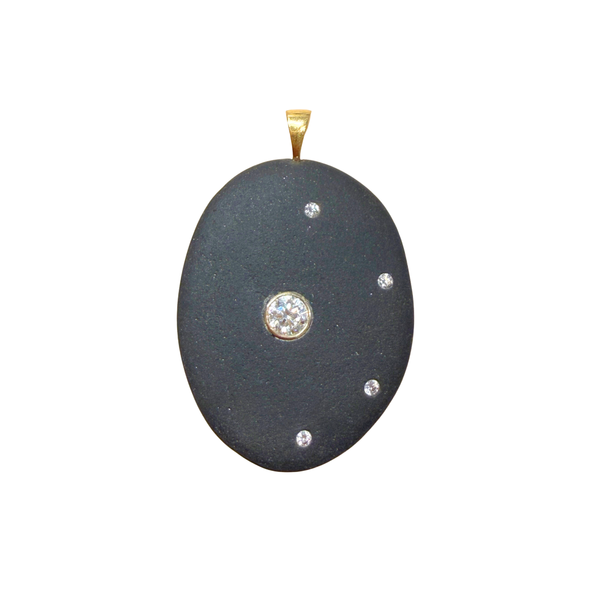 CVC Stones 18k Yellow Gold Diamond-Set Black Stone Pendant