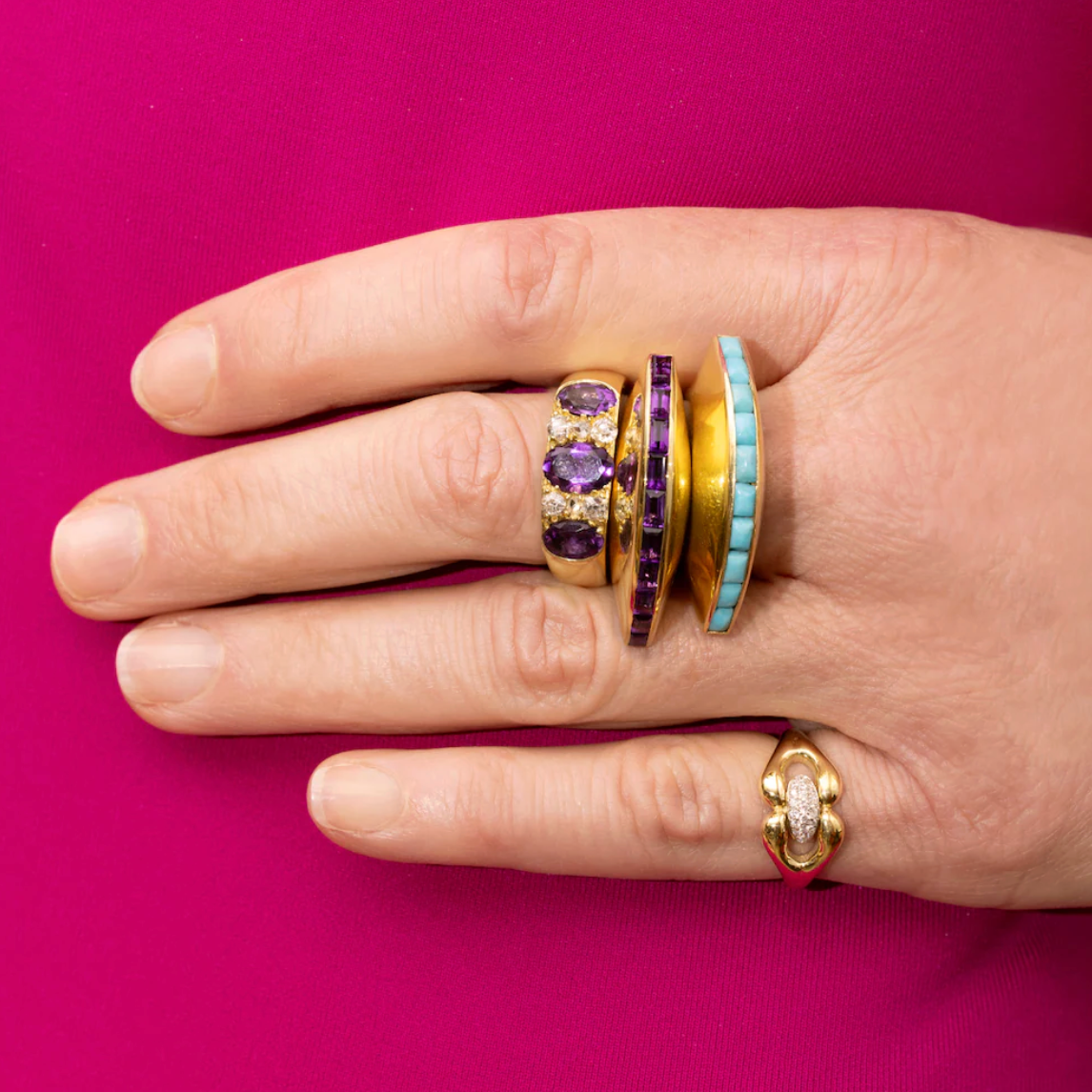 Jenna Blake Mini Nautical Diamond Pinky Ring in 18k Yellow Gold