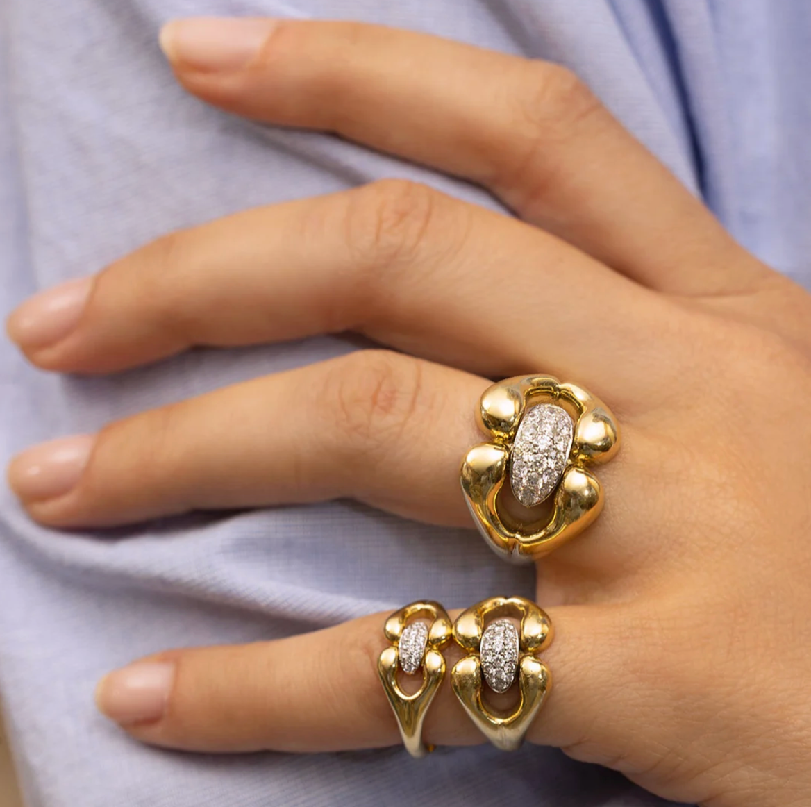 Jenna Blake Mini Nautical Diamond Pinky Ring in 18k Yellow Gold