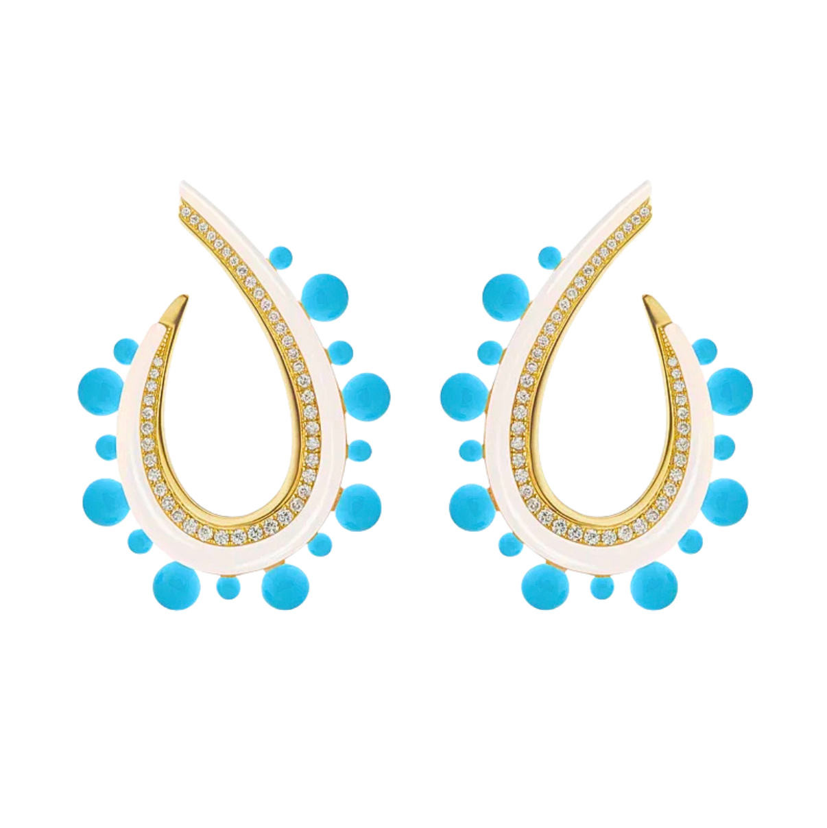 Sorellina Crescent Ball Earrings in 18k Yellow Gold