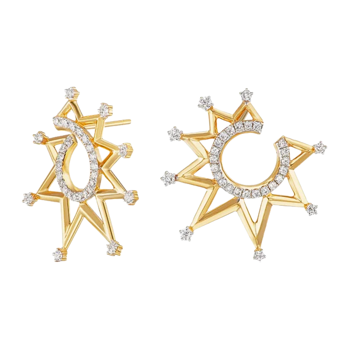Sorellina Empress Crescent Crown Earrings in 18k Yellow Gold