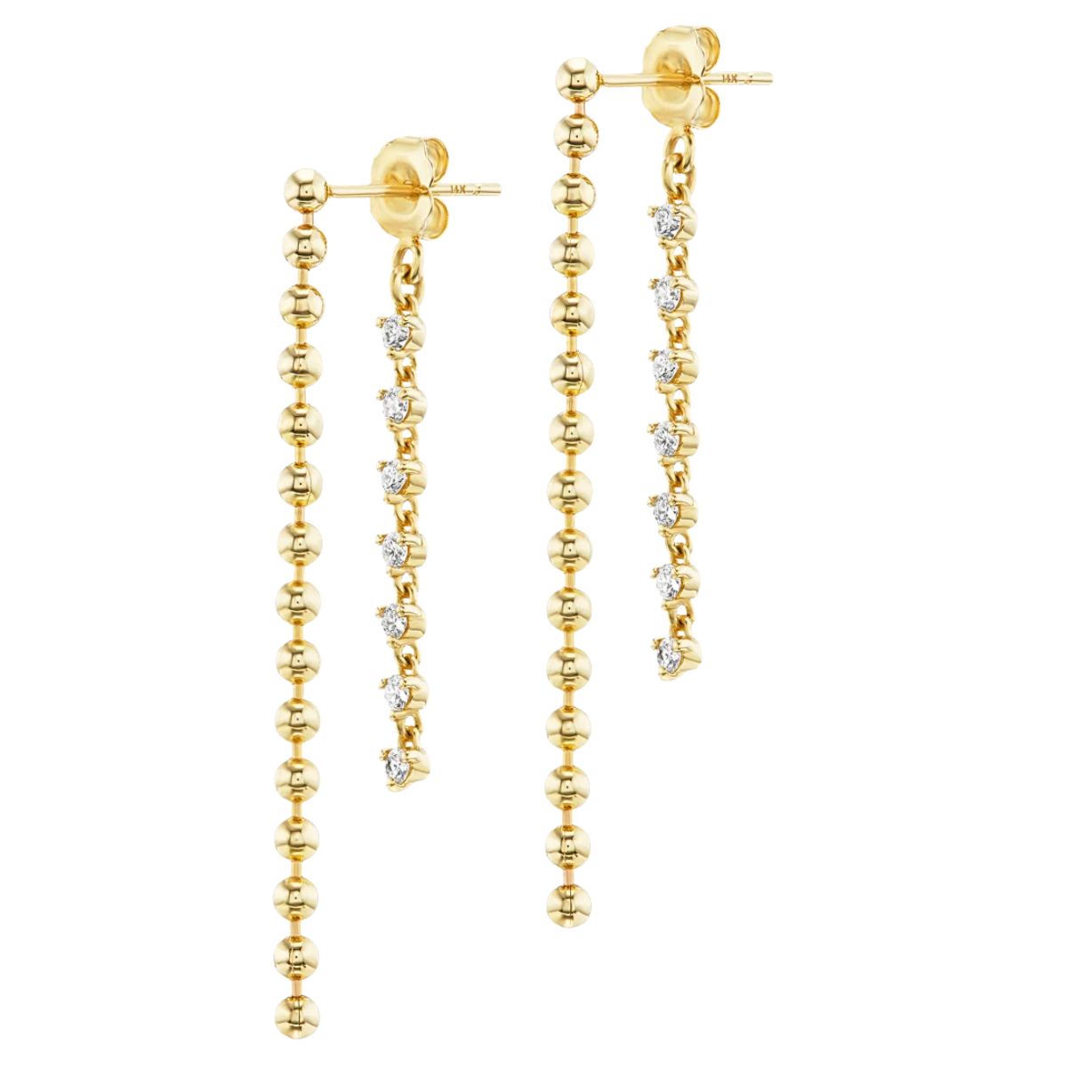 Vice Versa Gemini Diamond Drop Earrings in 14k Yellow Gold