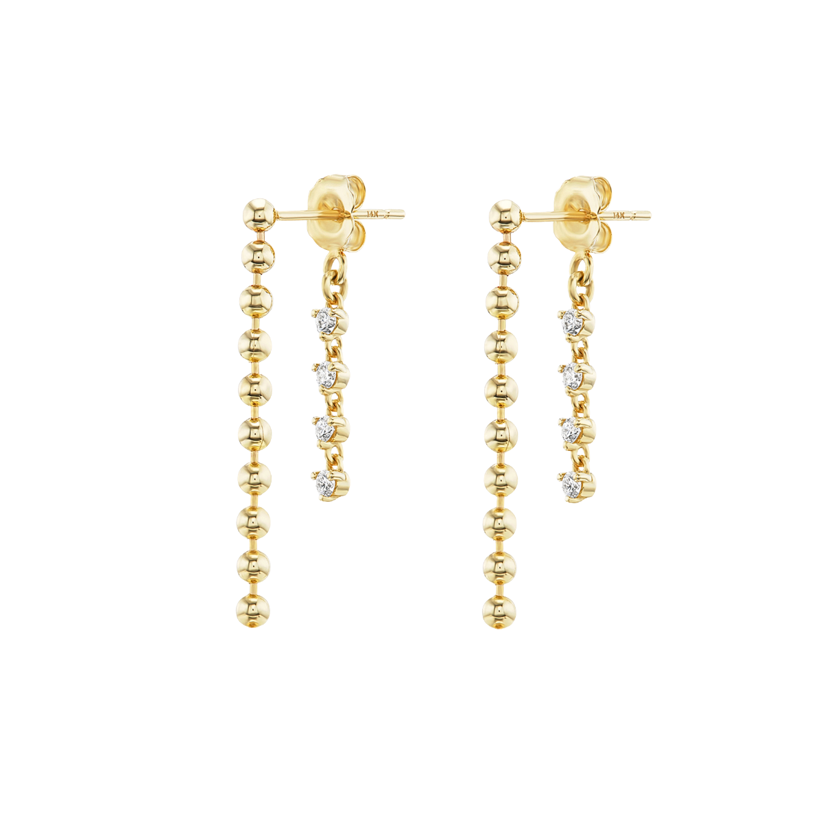 Vice Versa Mini Gemini Diamond Drop Earrings in 14k Yellow Gold
