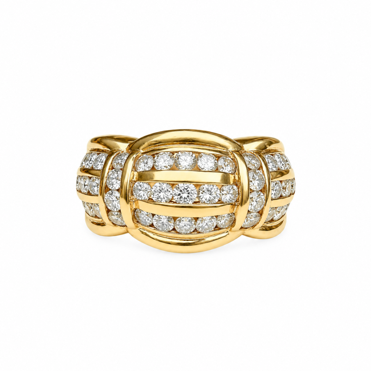 Vintage 18k Yellow Gold Contoured Diamond Ring