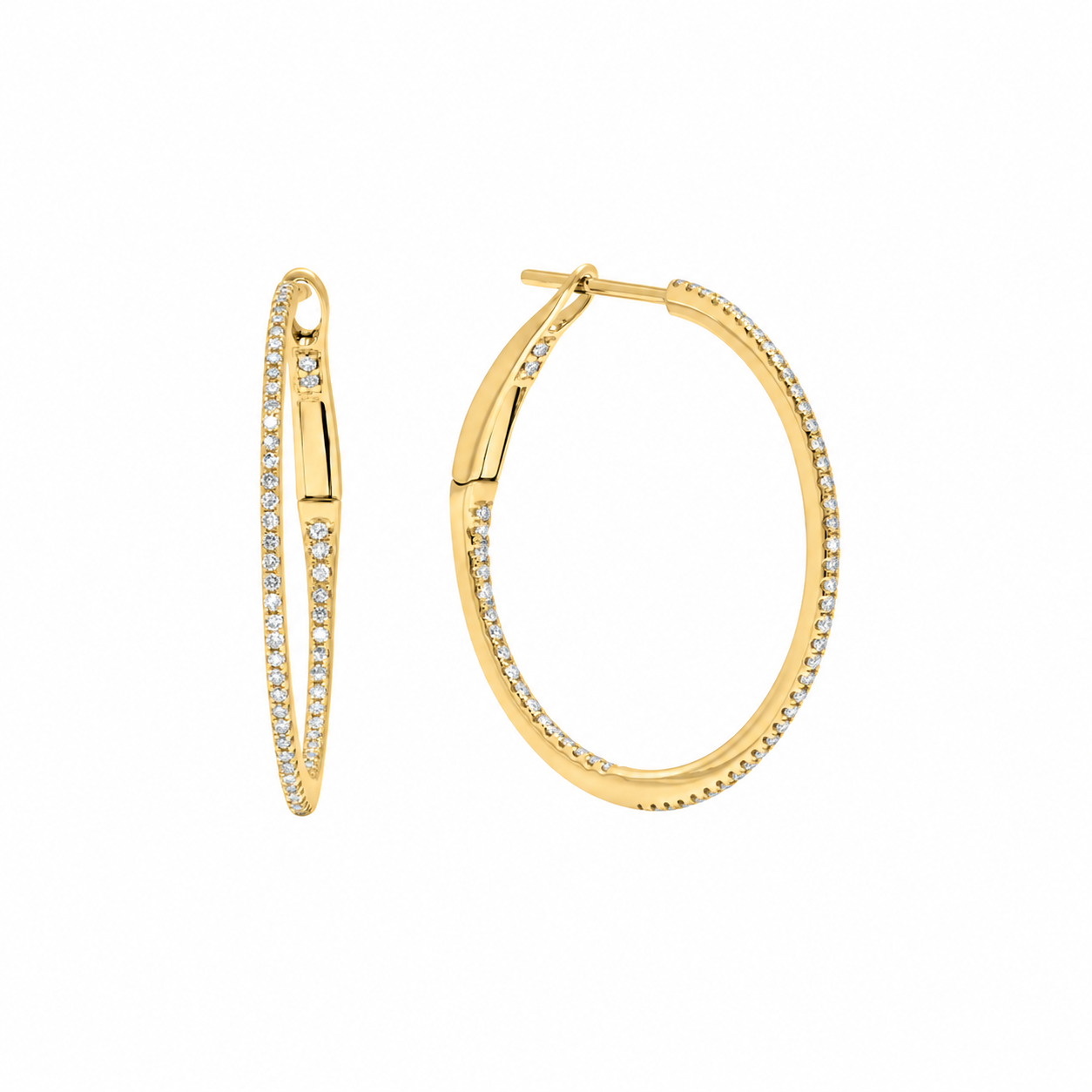 Shylee Rose 18k Yellow Gold 1" Diamond Hoops