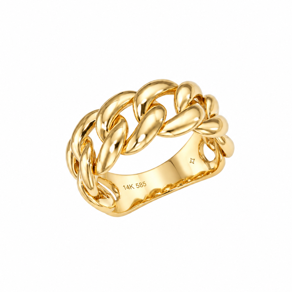 14k Yellow Gold Cuban Link Ring