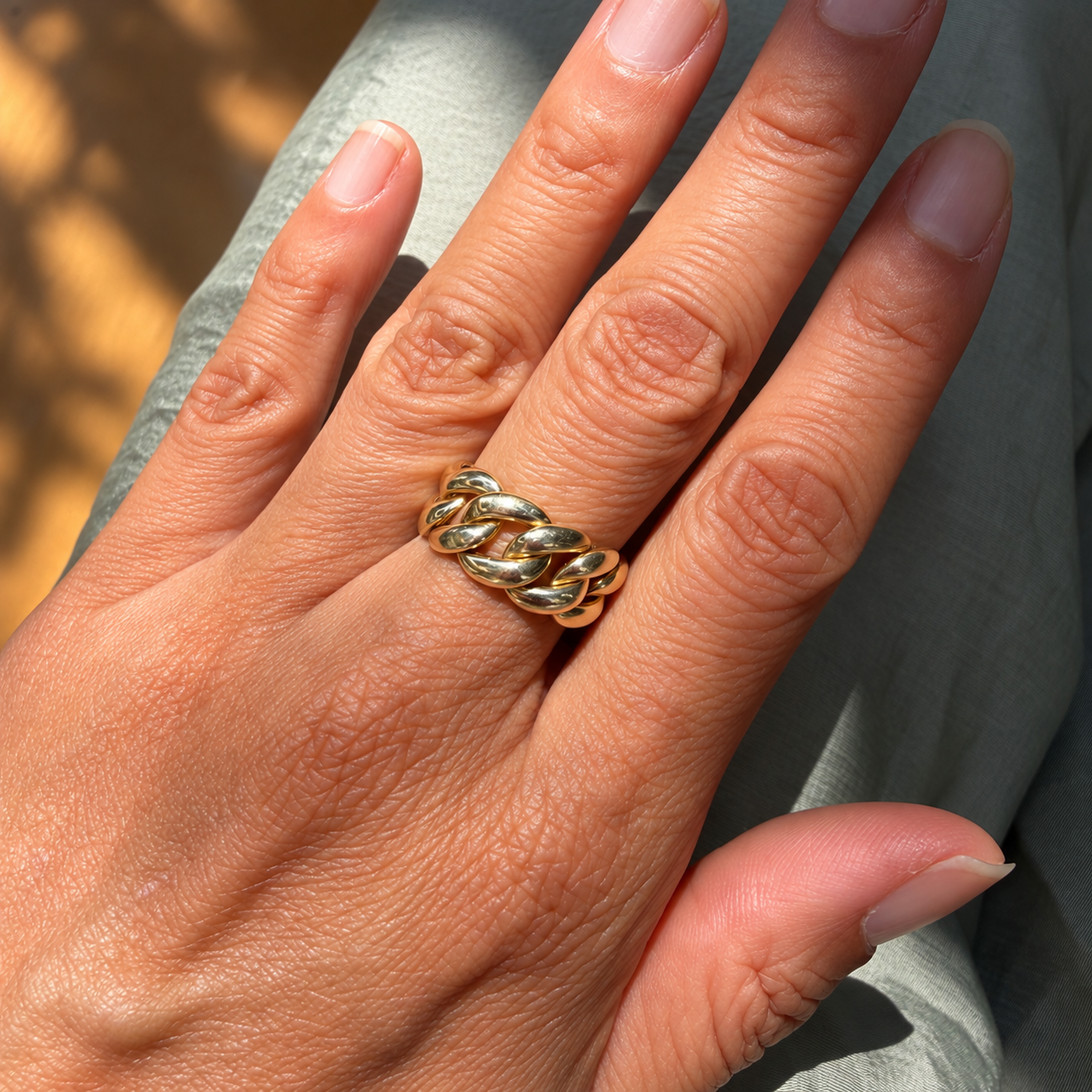 14k Yellow Gold Cuban Link Ring