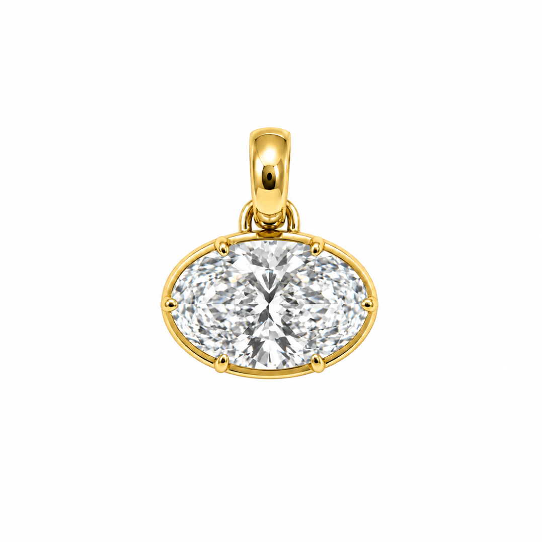 14k Yellow gold Oval Cut Diamond Charm
