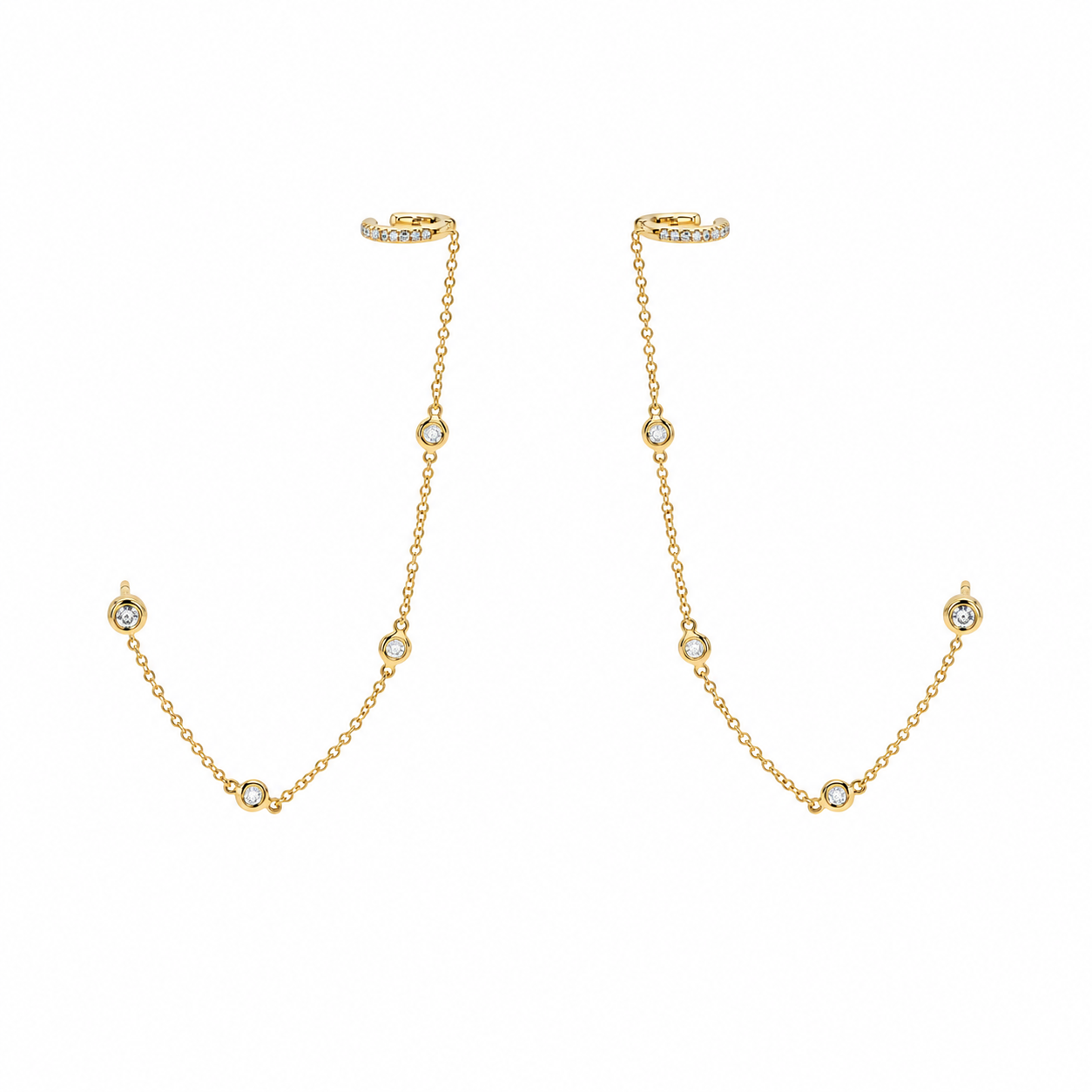 14k Yellow Gold Diamonds By The Yard Cuff Studs