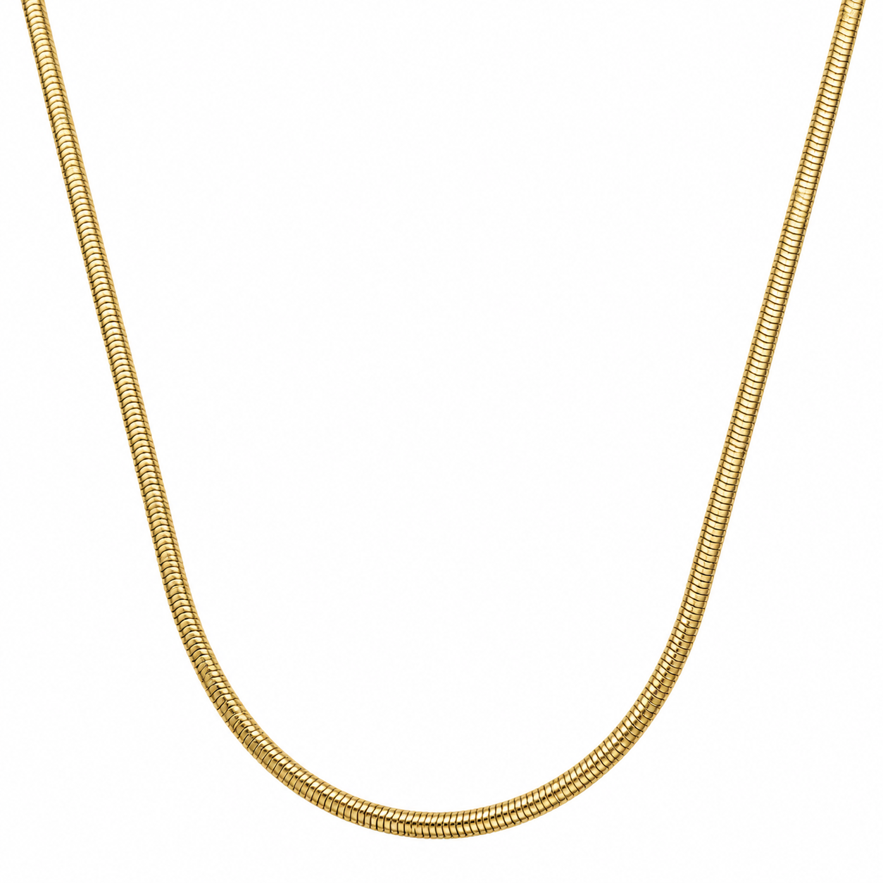 Vintage 14k Italian Yellow Gold Long Snake Chain Necklace, 30"
