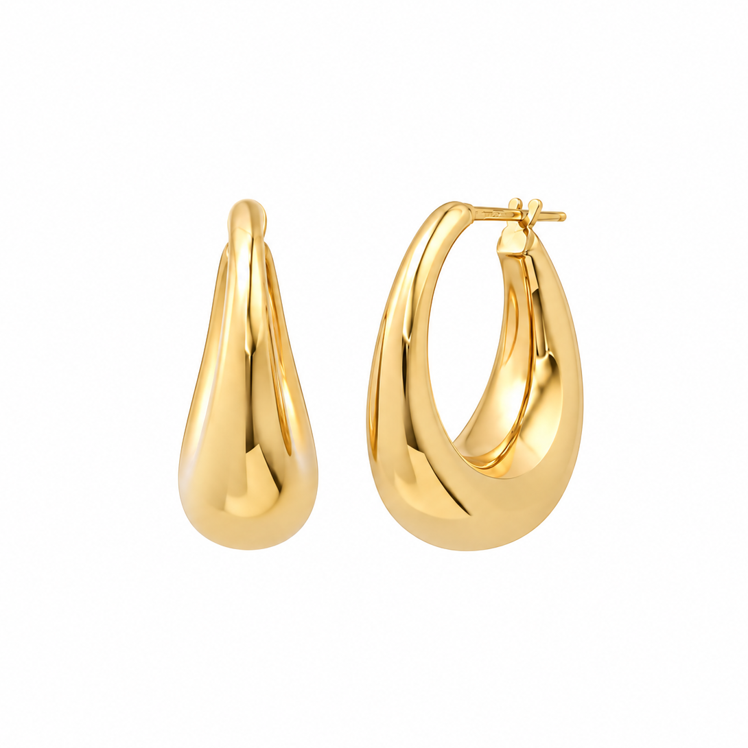 Shylee Rose 14k Yellow Gold Graduated Puff Hoops