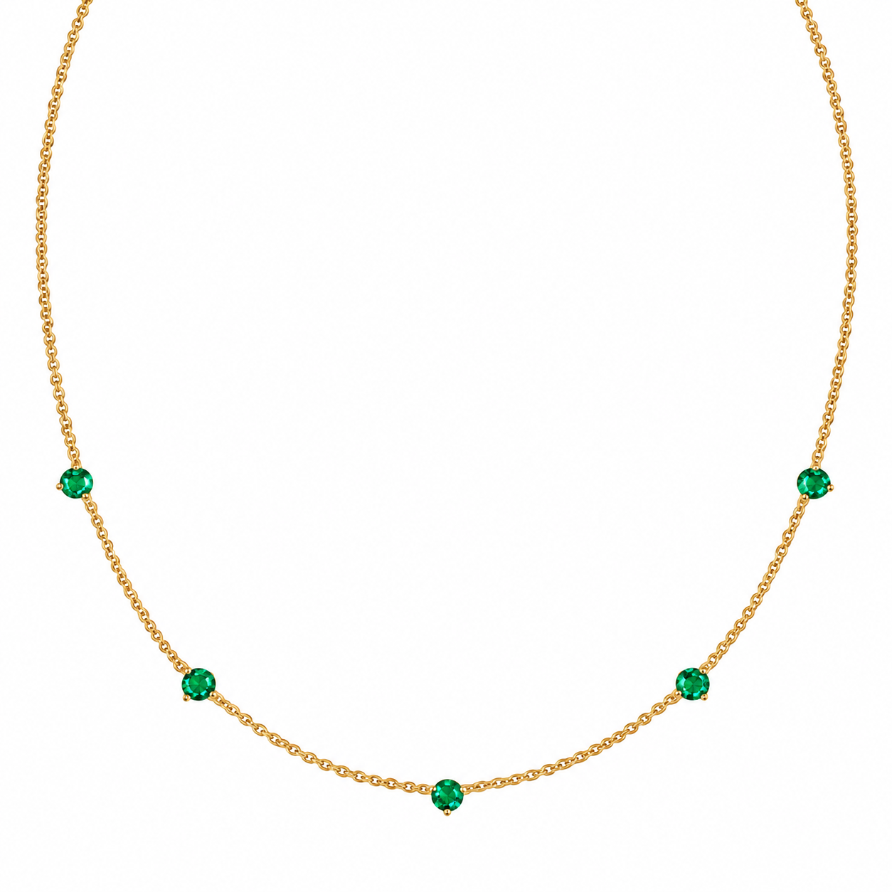 Shylee Rose 14k Yellow Gold 5 Floating Emerald Necklace