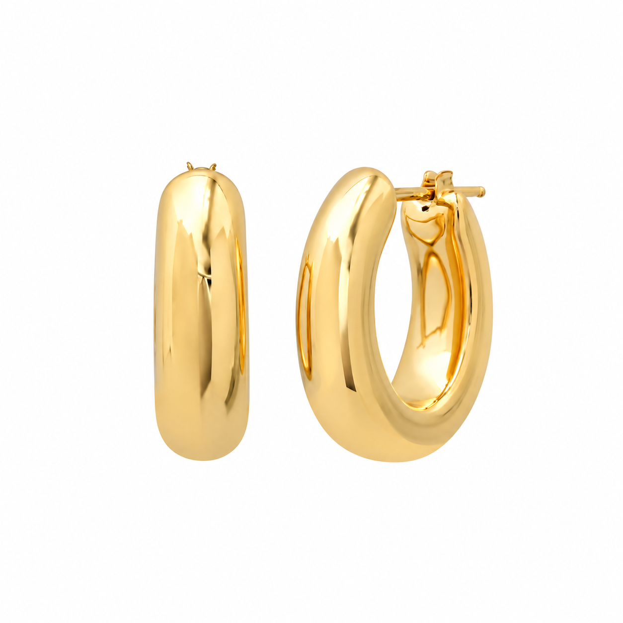 Shylee Rose 14k Yellow Gold Oval Puff Hoops