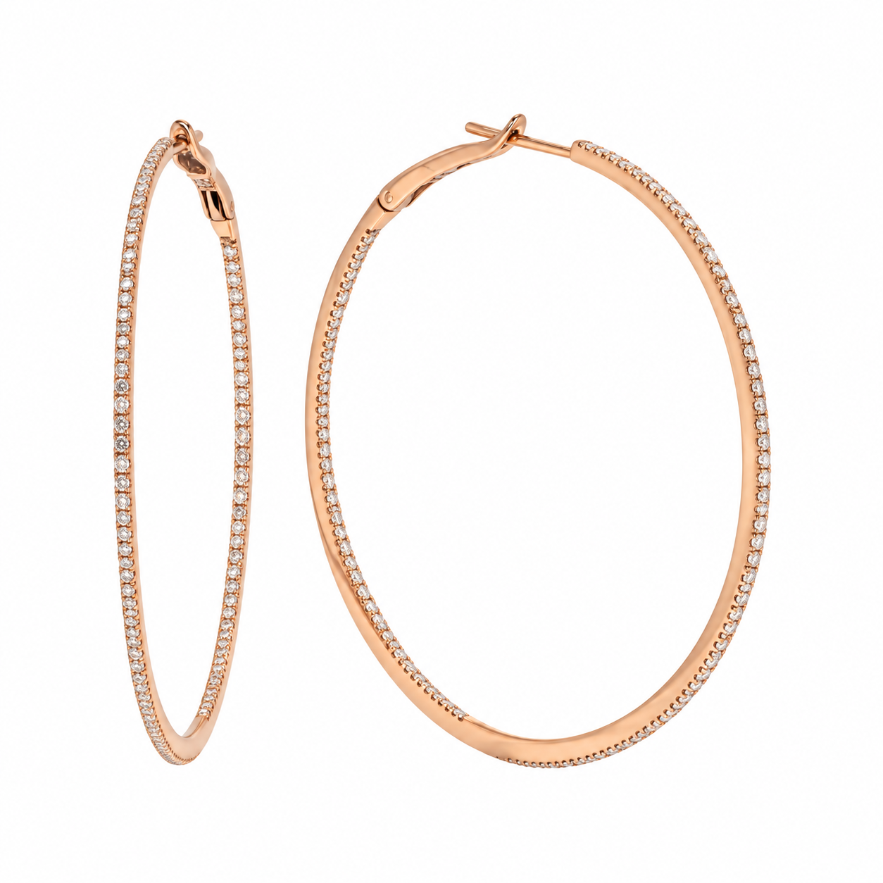 Shylee Rose 18k Rose Gold 2" Diamond Hoops