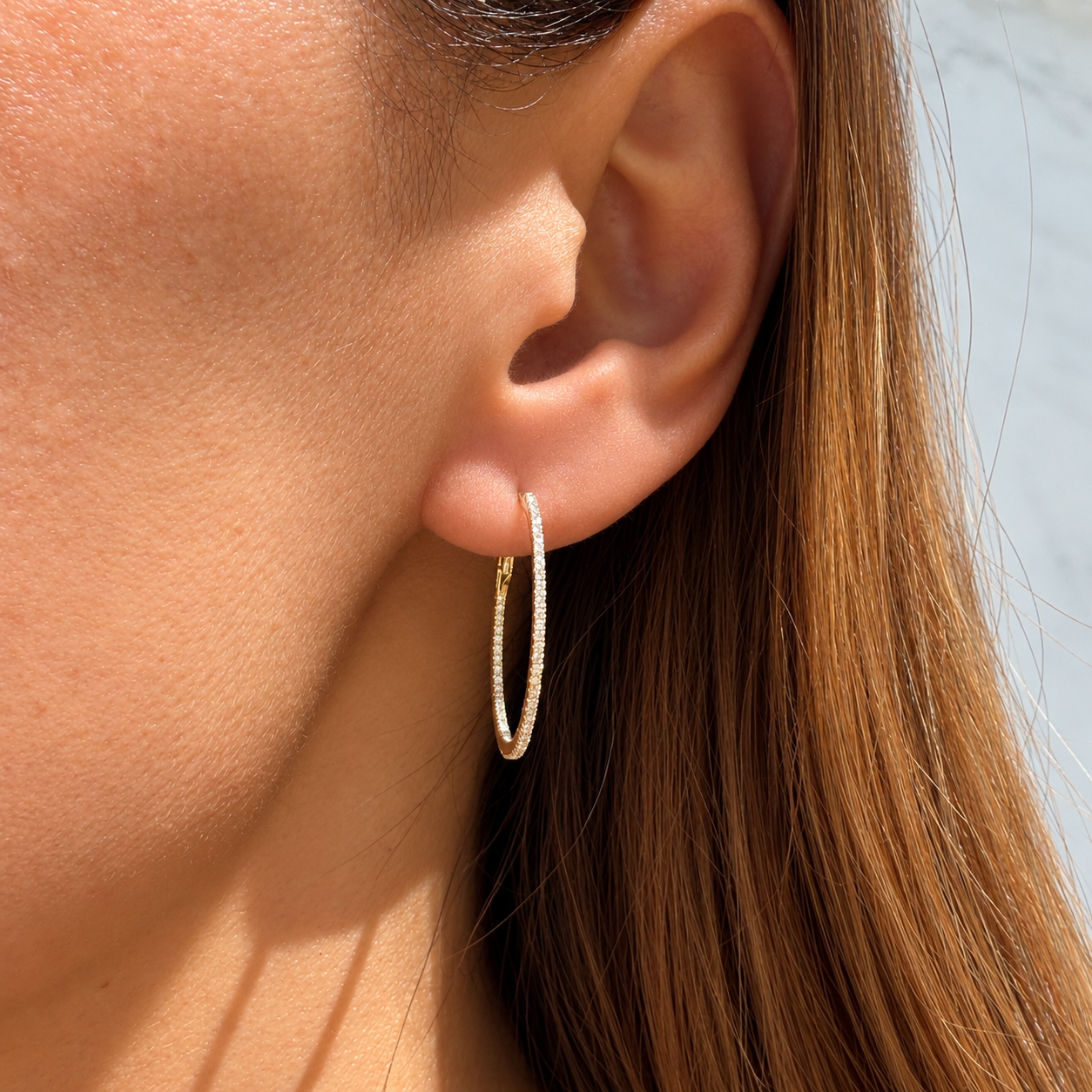 Shylee Rose 18k White Gold 1" Diamond Hoops