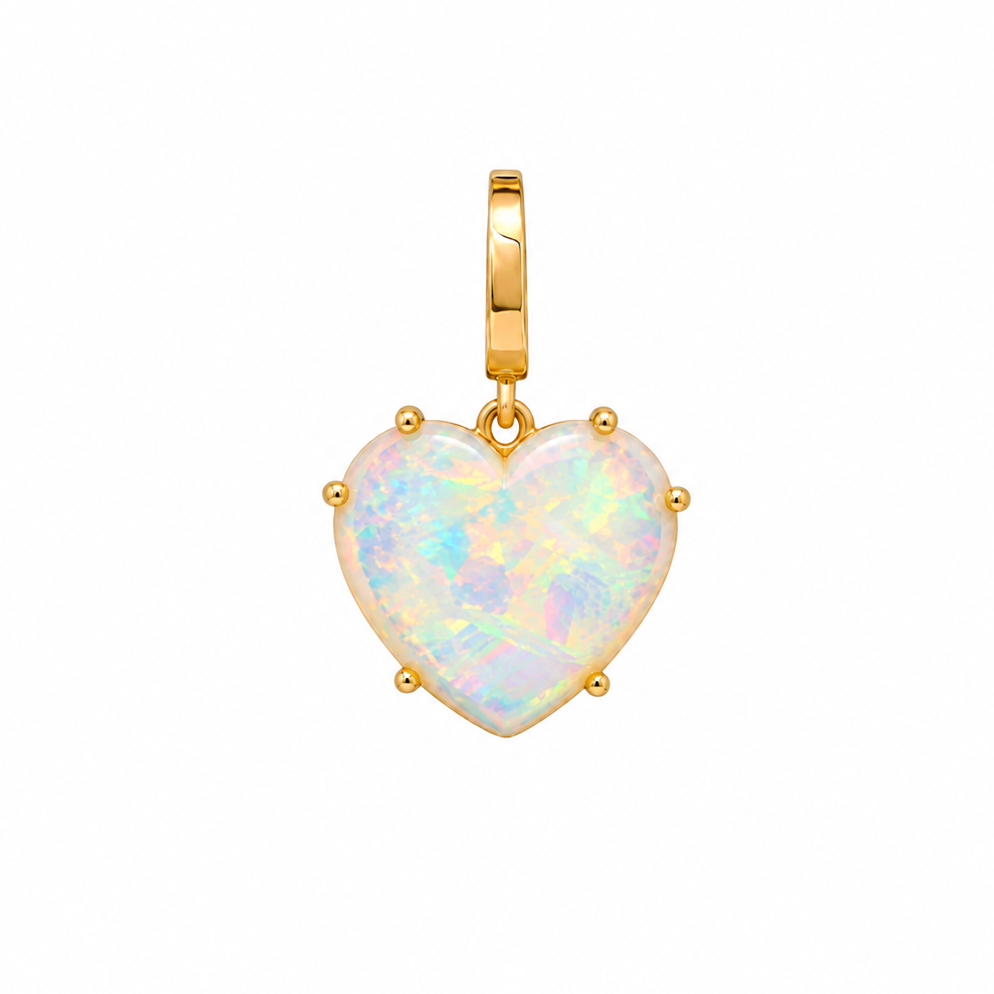 Shylee Rose 14k Yellow Gold Opal Heart Charm