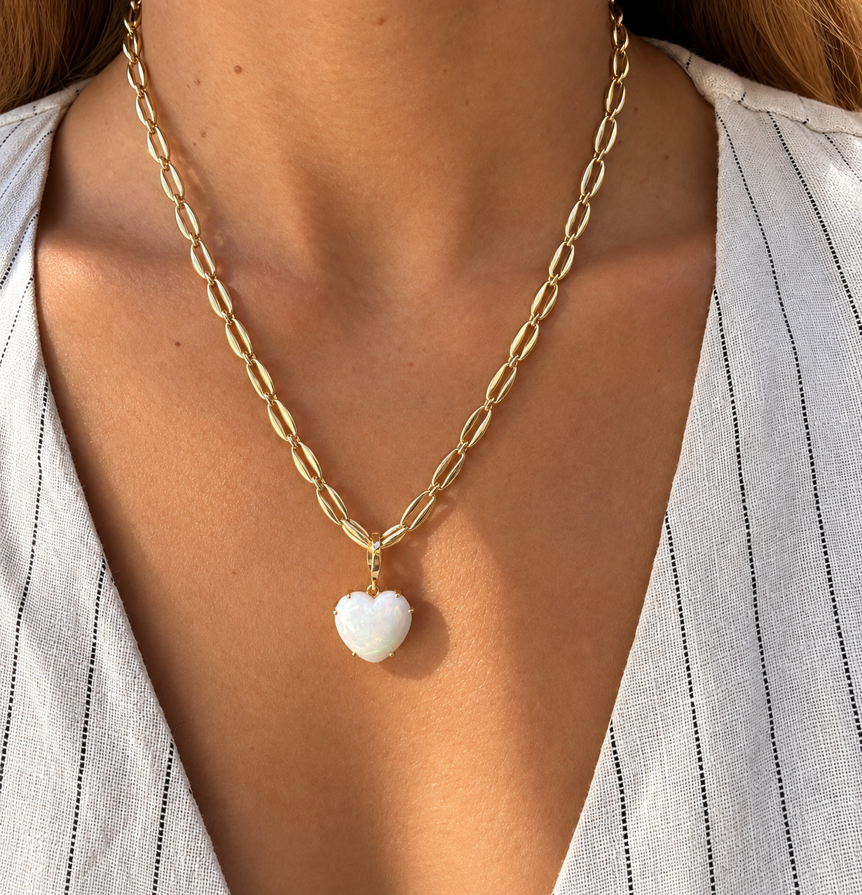 Shylee Rose 14k Yellow Gold Opal Heart Charm