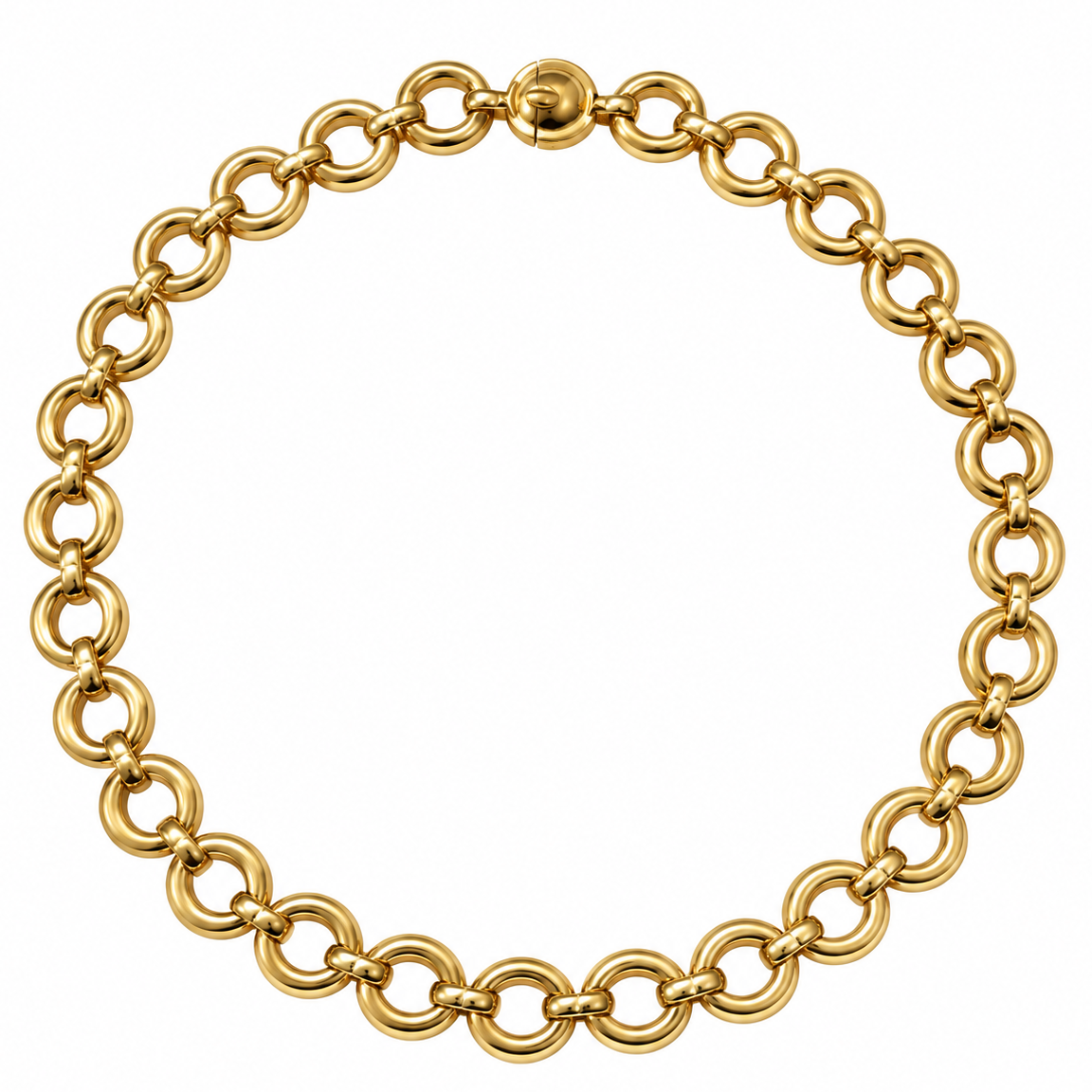 Vintage 18k Yellow Gold Chunky Oval Link Necklace