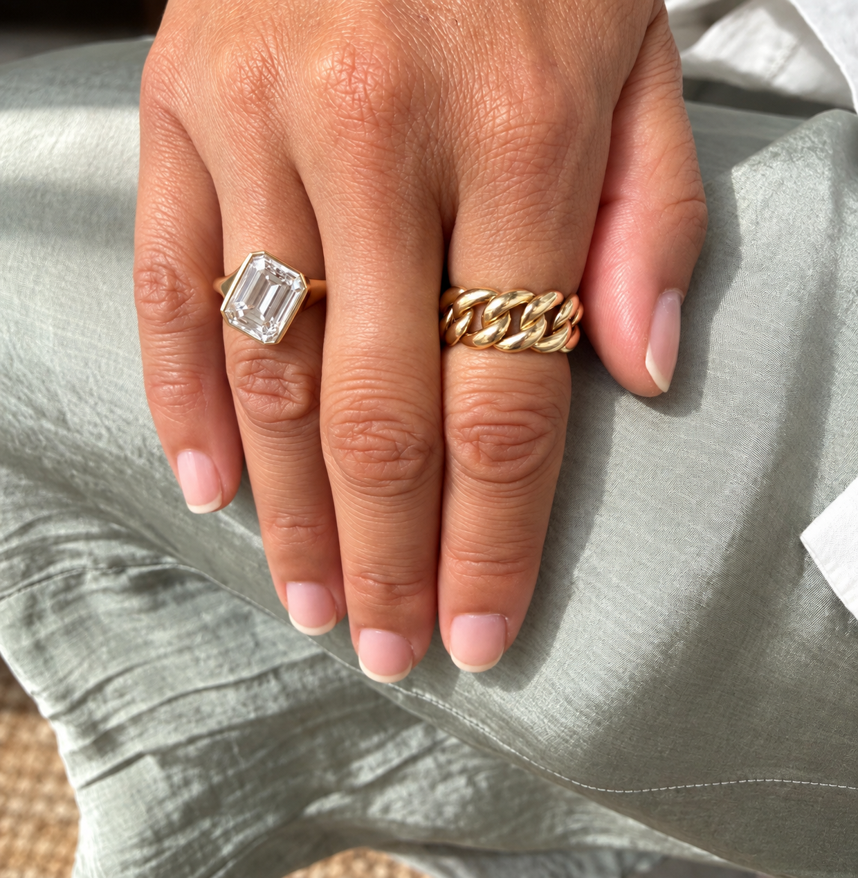 14k Yellow Gold Cuban Link Ring